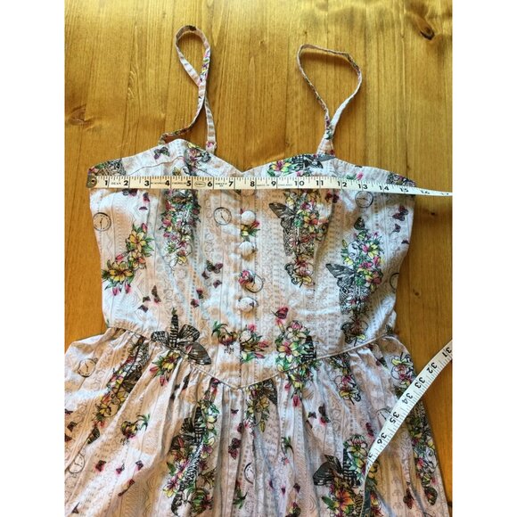 Hell Bunny Elaine Dress Floral Skeleton Print Sundress Size L Goth - Picture 8 of 9